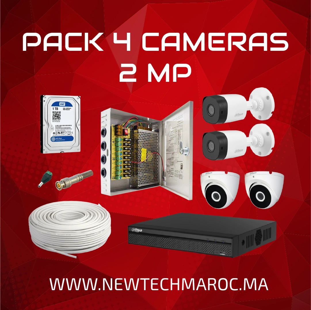 Pack de Sécurité 4 Caméras 2MP Surveillance Haute Résolution