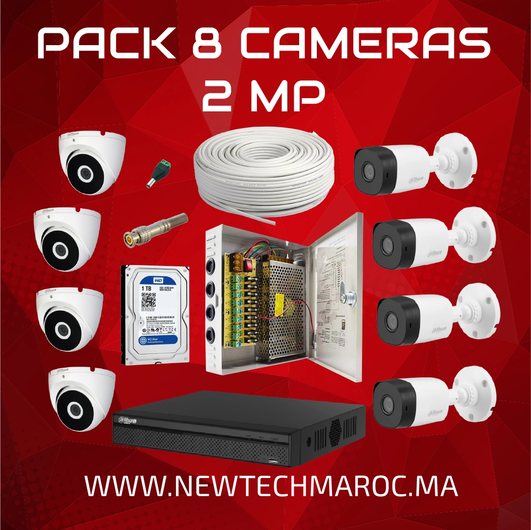 Pack de Sécurité 8 Caméras 2MP Surveillance Complète